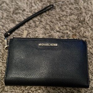 Michael Kors Midnight Black Pebbled Wristlet